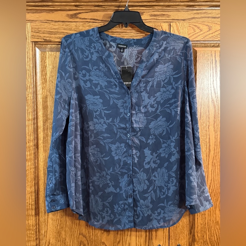 Torrid Navy Floral Blouse